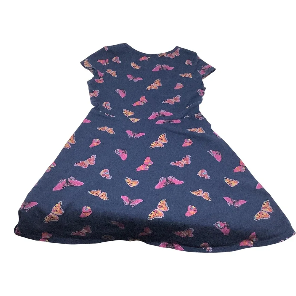 Wonder Nation Girls Short Sleeve Butterfly Print Dress M 7-8 Blue‎ Multicolor
